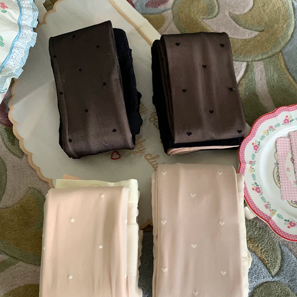 Fashion niche design polka dot love stockings rich daughter thickened bare legs flocking polka dot high elastic conjoined