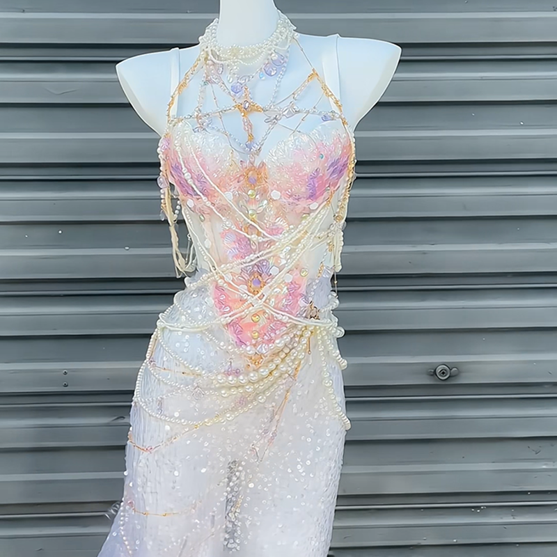 Pink and purple handmade mermaid princess scale bra water performance photography photo halloween cos costume