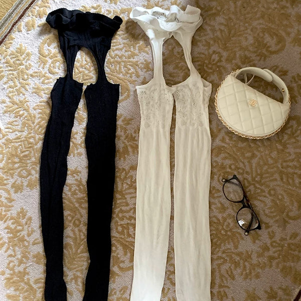 Fashion Japanese Sexy Suspender Socks Seamless High Elastic Mesh Stockings Anti-Hooking Leggings Pure Desire Black