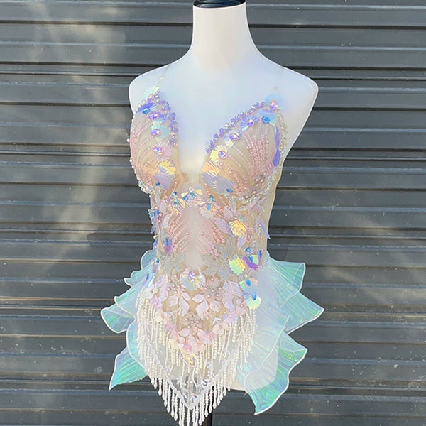 Mermaid swimsuit european and american edc electronic music festival costume tutu luxury ds performance outfit clubbing dj bar show halloween dress