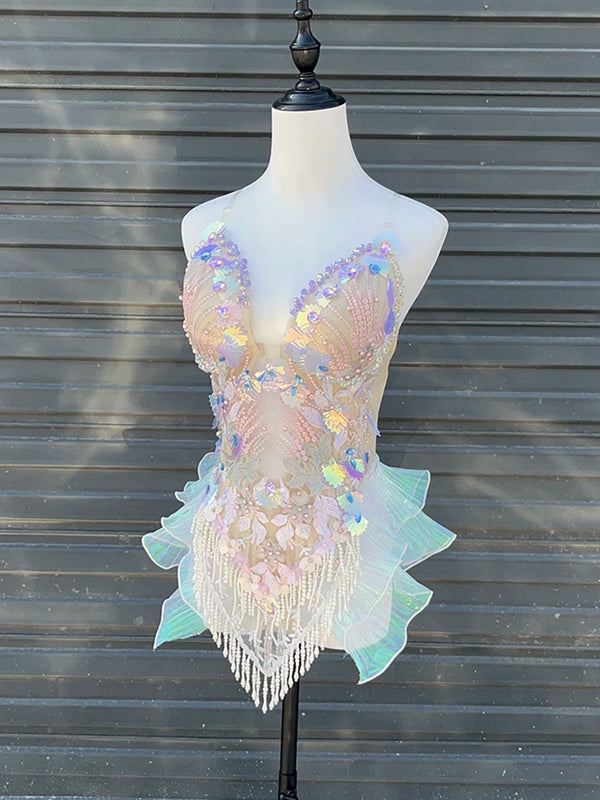 Mermaid swimsuit european and american edc electronic music festival costume tutu luxury ds performance outfit clubbing dj bar show halloween dress