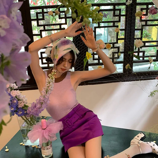 Fashion original niche sweet girl solid color bottom pendant flower tube socks contrasting color lively calf socks