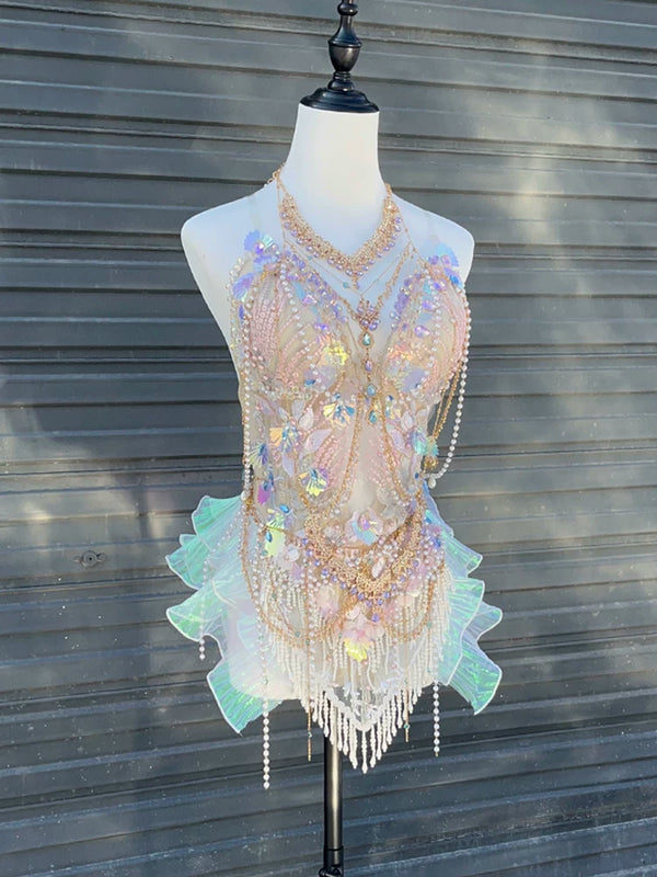 Mermaid swimsuit european and american edc electronic music festival costume tutu luxury ds performance outfit clubbing dj bar show halloween dress