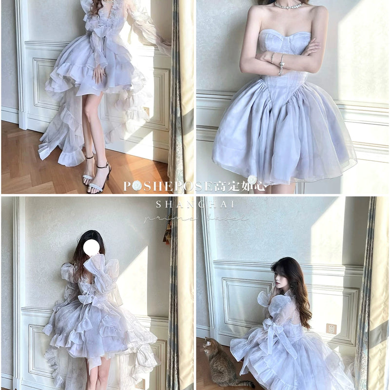High-end custom-made iris heart thoughts·her lifelong dream jade smoky purple birthday dress