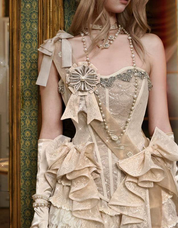 Flash Diamond Fishbone Dinner Dress Corset Dress Christmas Winter