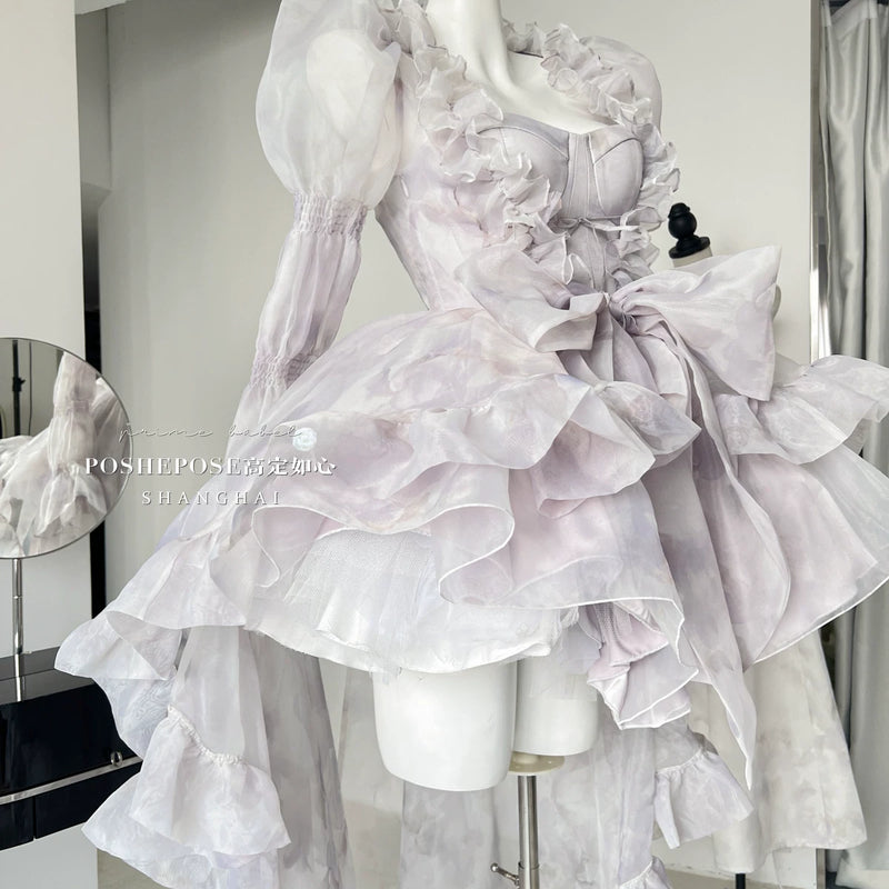High-end custom-made iris heart thoughts·her lifelong dream jade smoky purple birthday dress