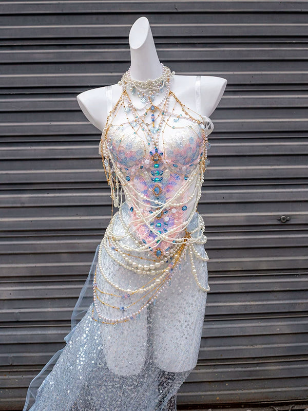 Blue and pink heavy industry mermaid princess scale bra xishuangbanna travel photography photo costume halloween clothes