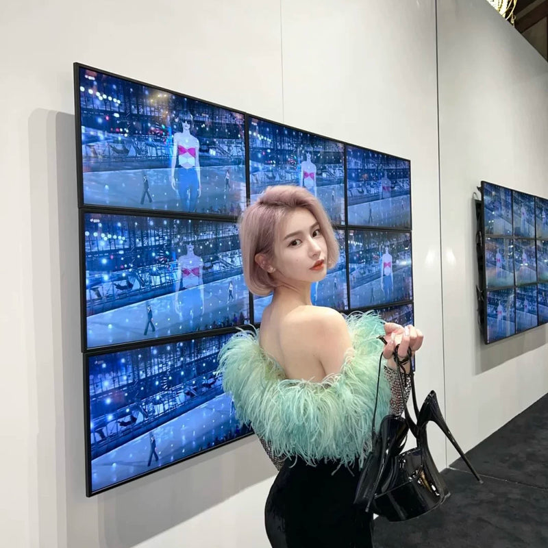 Mint blue-green haute couture heavy industry one-word collar rhinestone feathers ostrich hair tube top