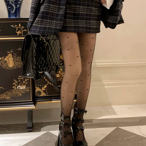 Fashion niche design polka dot love stockings rich daughter thickened bare legs flocking polka dot high elastic conjoined