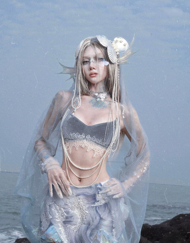 Siren's Call Mermaid Dress Island Vacation Bead Trailing Skirt Christmas