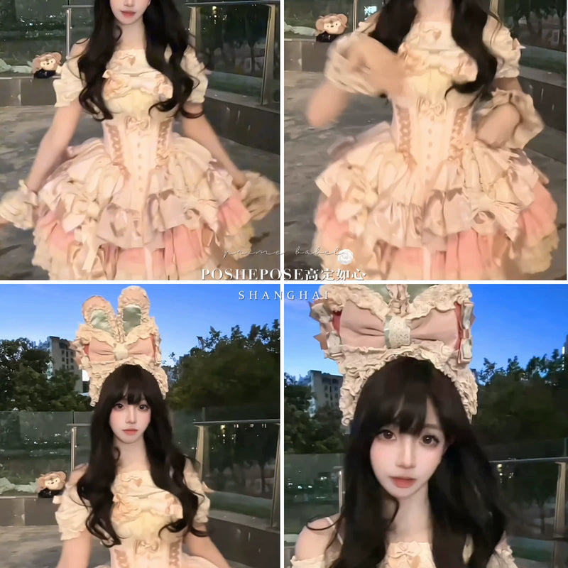【ribbon dance】reborn edition 【pink bunny】pink cos christmas, halloween princess dress