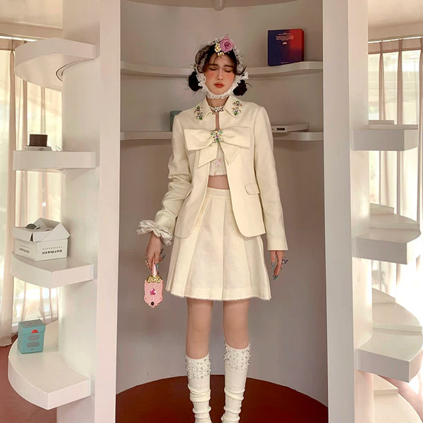 Fashion original niche design hand-sewn drill beads black medium tube stacking socks calf socks