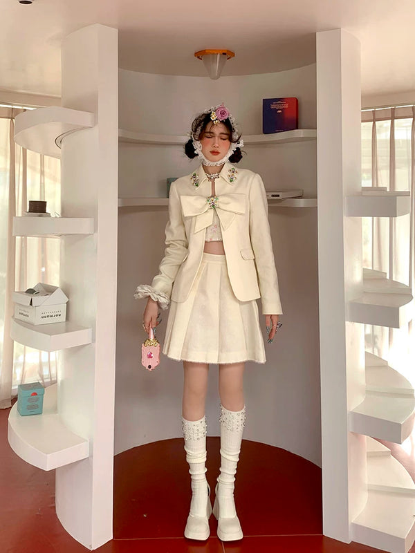 Fashion original niche design hand-sewn drill beads black medium tube stacking socks calf socks