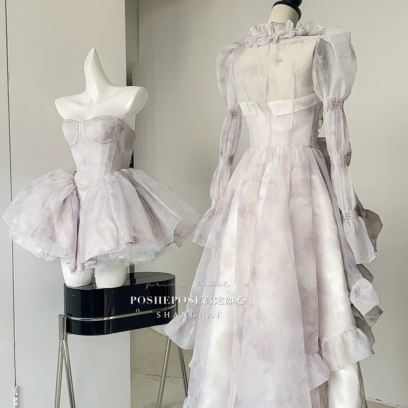 High-end custom-made iris heart thoughts·her lifelong dream jade smoky purple birthday dress