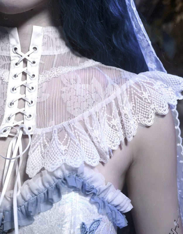 Special ribbed lace chiffon tailored bolero top - christmas edition