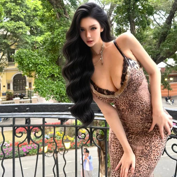 Spicy girl sexy retro leopard print camisole dress, slimming and hip hugging skirt, mature and charming long skirt