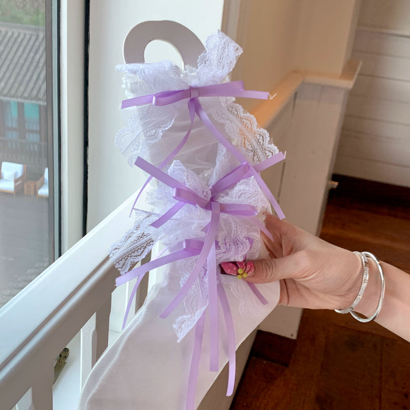 Fashion niche design pure desire wind calf socks bow lolita socks summer thin lace jk socks