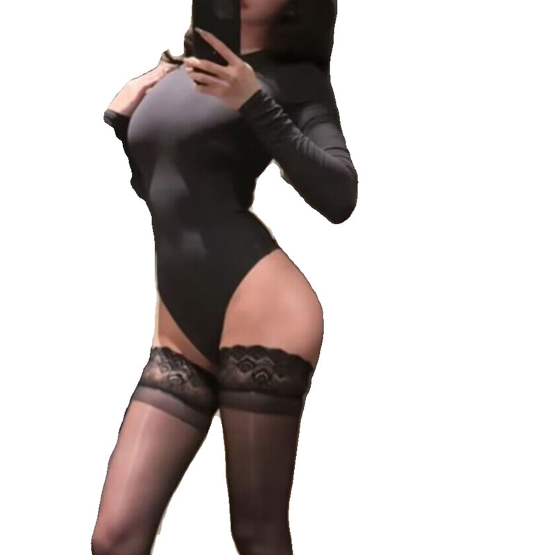 Spice Girl Simple Crew Neck Skinny Black One-piece Long Sleeve T-Shirt Women's Versatile Temptation Slim Fit Bottom Shirt Top