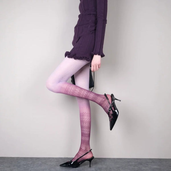 Everything is free verse~ trend fashion gradual change wavy stockings high-end lace stitching thin pantyhose