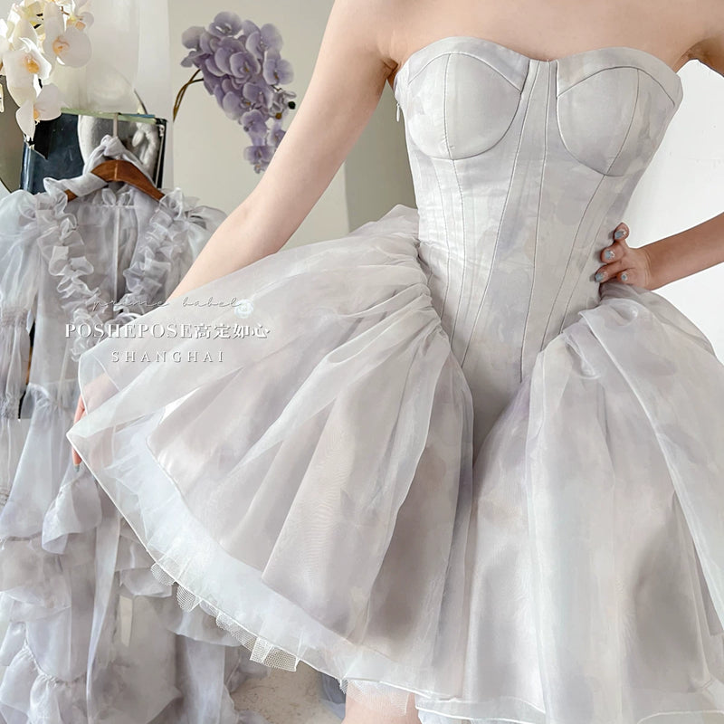 High-end custom-made iris heart thoughts·her lifelong dream jade smoky purple birthday dress