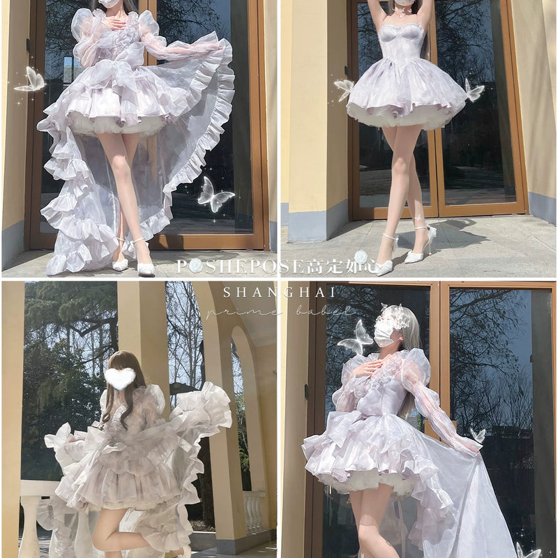 High-end custom-made iris heart thoughts·her lifelong dream jade smoky purple birthday dress