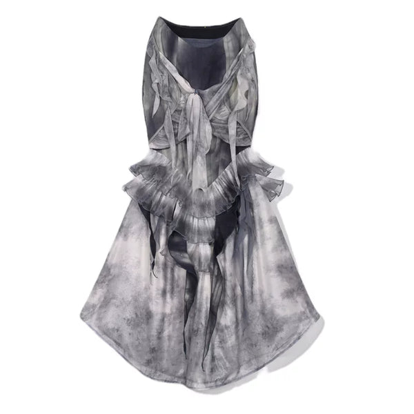 Gothic tie-dye slim-fit fishtail sexy chiffon midi skirt - christmas edition