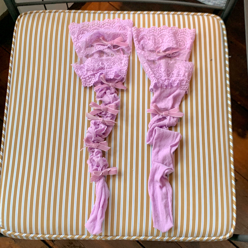 Fashion niche design personality tear catwalk over knee stockings nightclub hottie Lolita high stockings