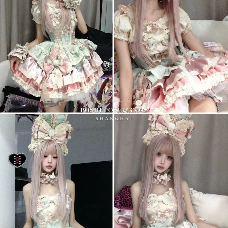 【ribbon dance】reborn edition 【pink bunny】pink cos christmas, halloween princess dress