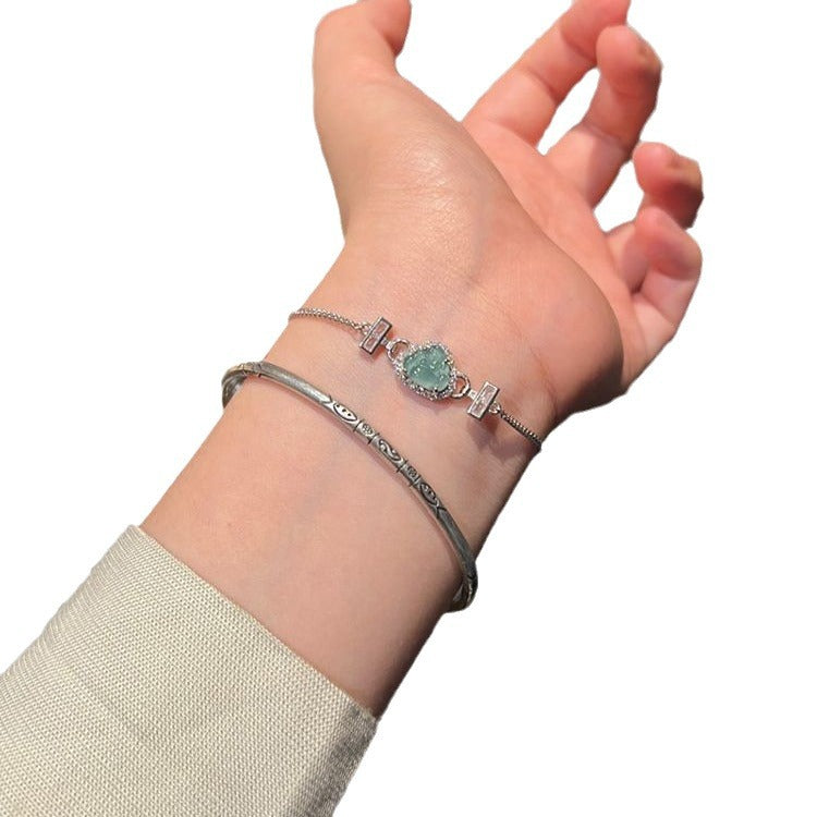 New Chinese style small wealth blue water Buddha public bracelet women's vintage new Chinese niche design high-end jewelry