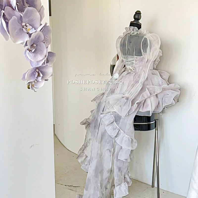 High-end custom-made iris heart thoughts·her lifelong dream jade smoky purple birthday dress