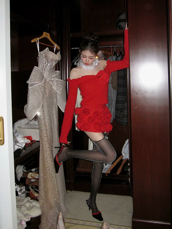 Fashion niche sexy black silk suspenders integrated socks female pure desire wind rose flowers knee high long tube thin