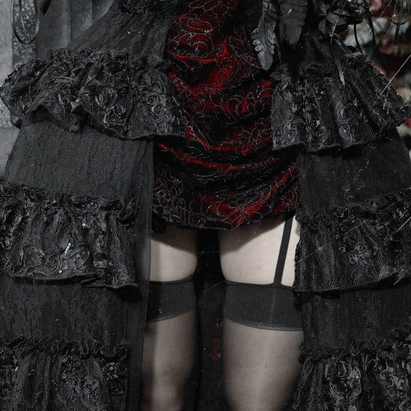 Original gothic tiered train midi skirt - perfect for parties, christmas, and winter events