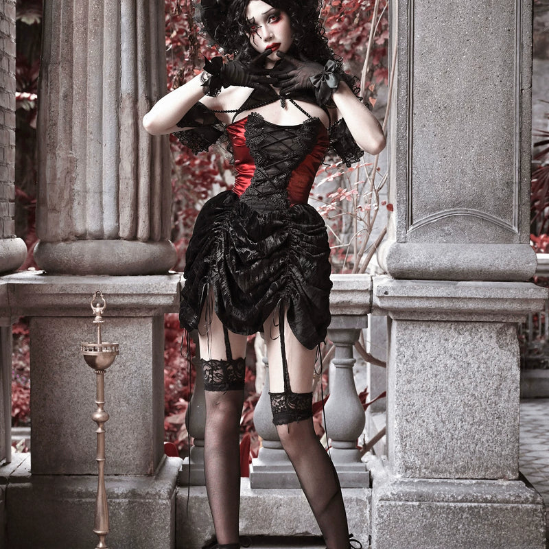 Duchess gothic spiderweb heavy industry court slimming strap dress christmas