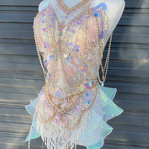 Mermaid swimsuit european and american edc electronic music festival costume tutu luxury ds performance outfit clubbing dj bar show halloween dress