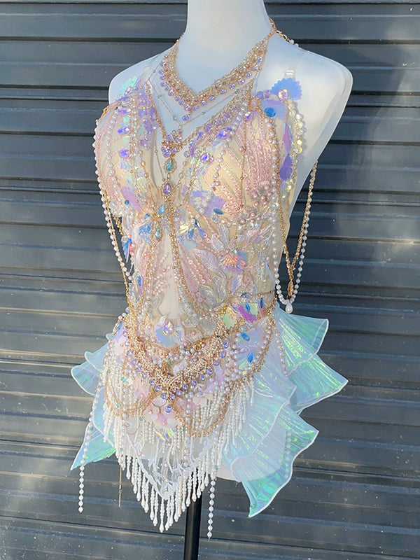 Mermaid swimsuit european and american edc electronic music festival costume tutu luxury ds performance outfit clubbing dj bar show halloween dress