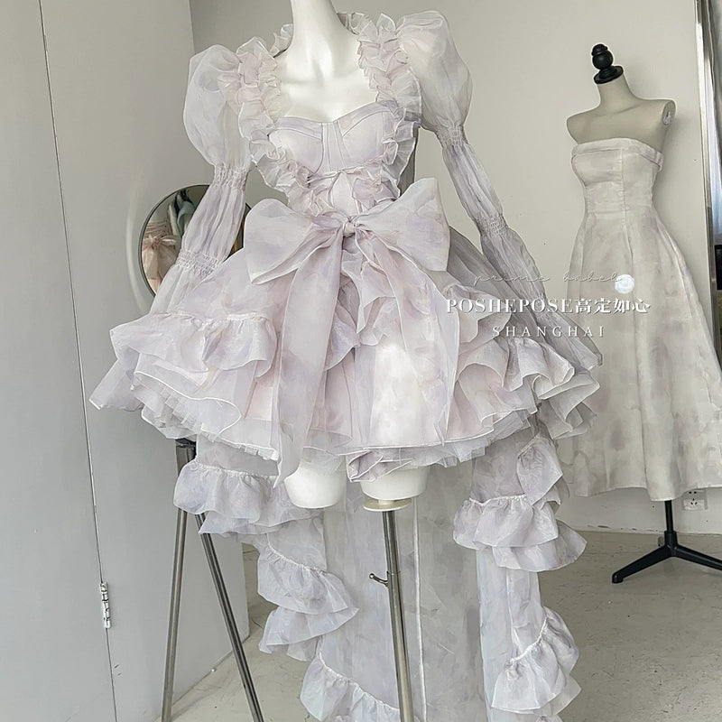 High-end custom-made iris heart thoughts·her lifelong dream jade smoky purple birthday dress