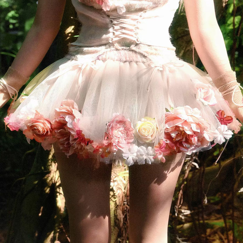 Mori Spirit Flower God Elf Wind Mori Simulation Flower Puff Skirt Support Culottes Christmas