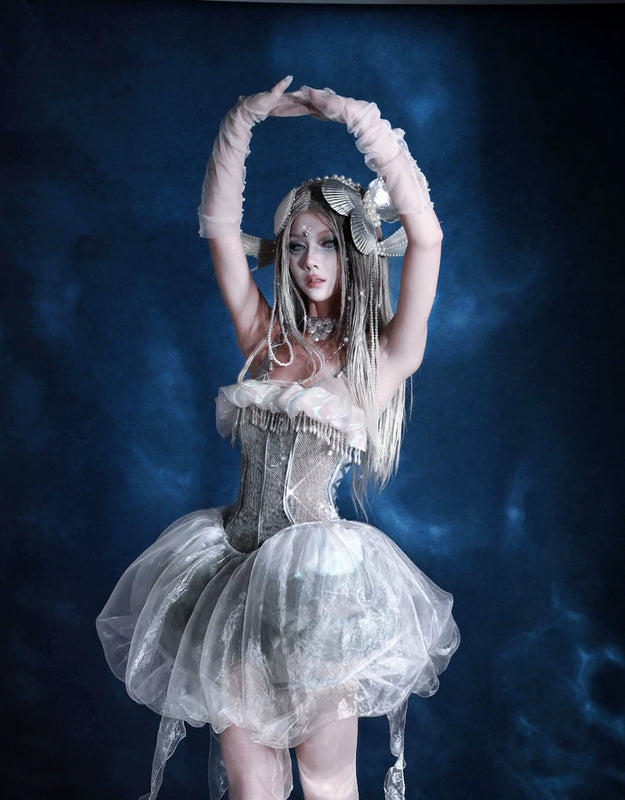 Heavy Industry Sequins Polarized Fishbone Jellyfish Holiday Dress Christmas