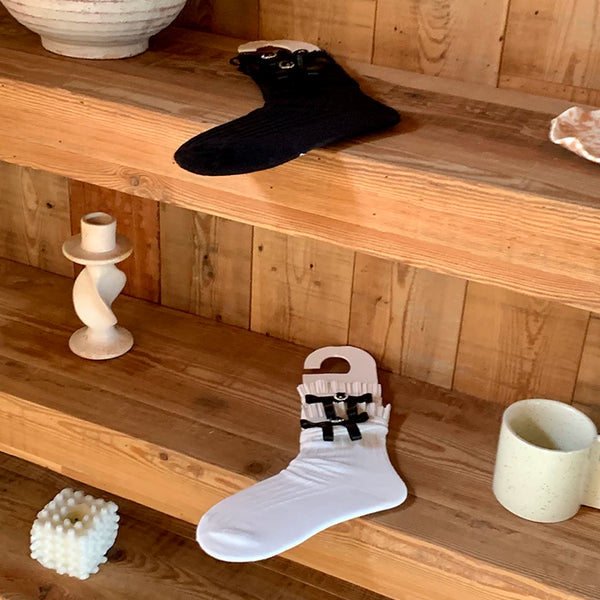 Fashion niche bow tube socks stacking socks versatile socks ballet girl jennier same style