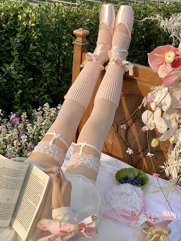 Fashion niche pure desire white silk 3D lace suspender black silk thigh socks sexy ultra-thin non-slip stockings