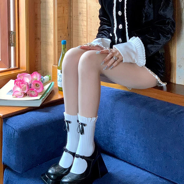 Fashion niche bow tube socks stacking socks versatile socks ballet girl jennier same style