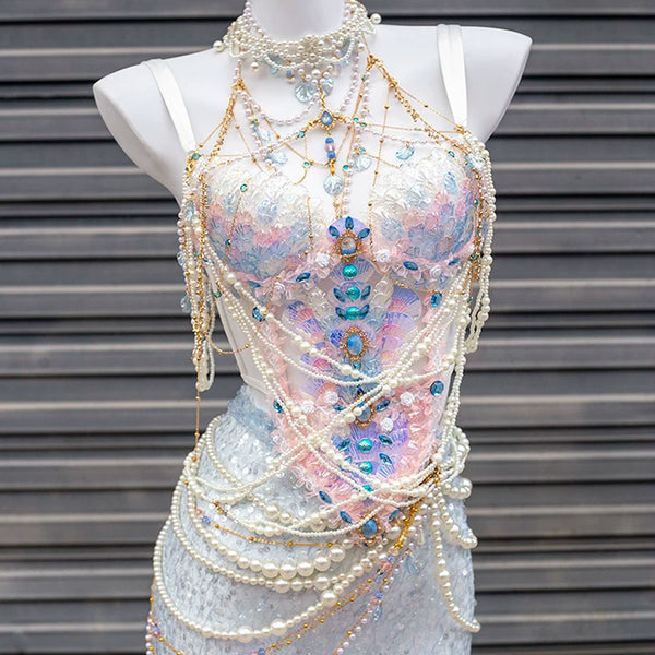 Blue and pink heavy industry mermaid princess scale bra xishuangbanna travel photography photo costume halloween clothes