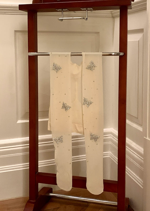 Fashion niche, manual heavy industry, hot diamond butterfly heavy industry can cut anti-hook black milk white stockings at will