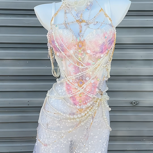 Pink and purple handmade mermaid princess scale bra water performance photography photo halloween cos costume