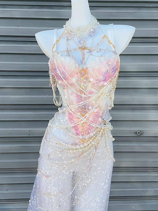 Pink and purple handmade mermaid princess scale bra water performance photography photo halloween cos costume