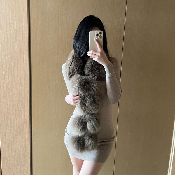 Pure desire Mao Mao warm scarf fur scarf French noble temperament thickened neck protection fur collar large scarf thousand gold wind