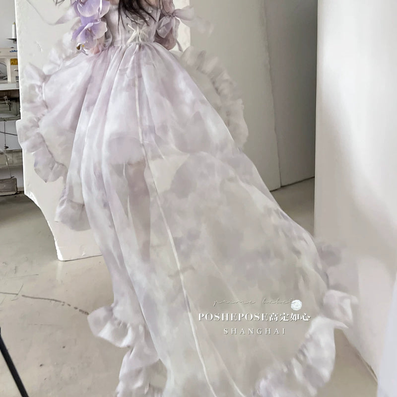 High-end custom-made iris heart thoughts·her lifelong dream jade smoky purple birthday dress