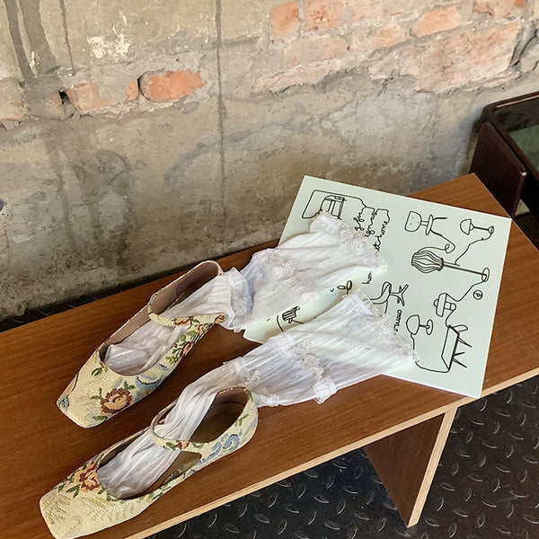 Fashion original niche design thin mesh socks women's pile socks cute tube socks solid color student socks