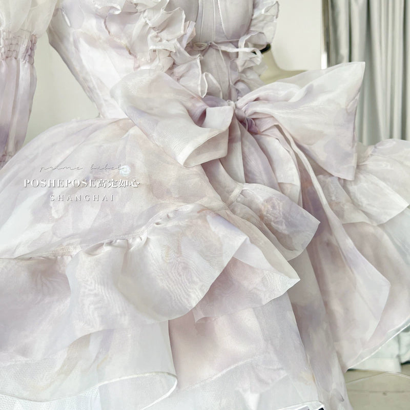 High-end custom-made iris heart thoughts·her lifelong dream jade smoky purple birthday dress