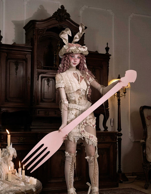 Crew Neck Hollow Elegant Love Vintage Short Lace Top Christmas Halloween Top